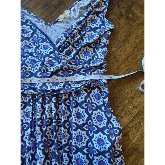 Boden Blue Sleeveless V-neck Mini Dress 4R Jersey Knit Pockets Knee Length Aline - Picture 9 of 11